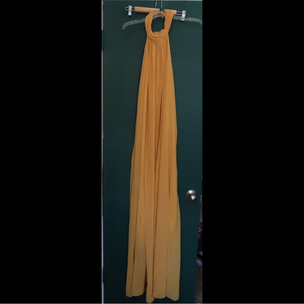 Mustard Halter Neck Backless Jumpsuit